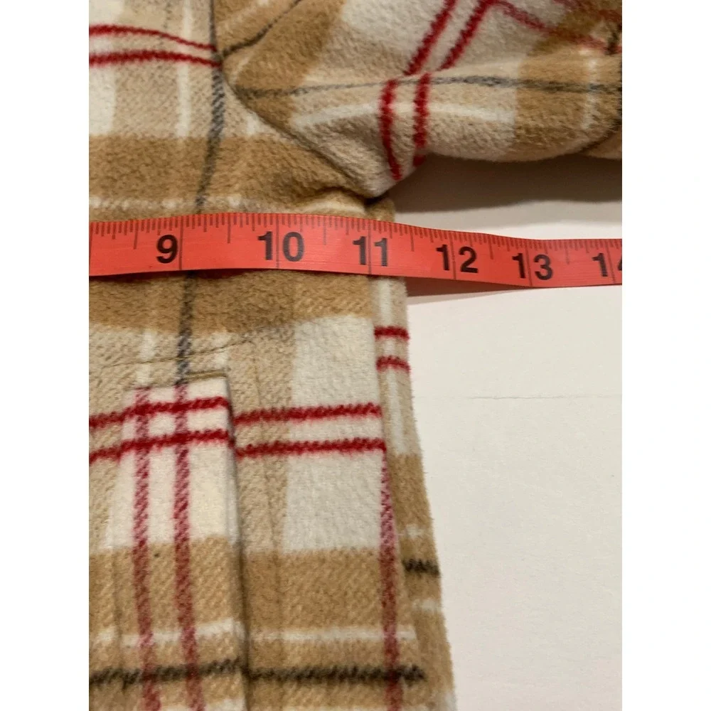 Old Navy VTG Pea Coat Plaid‎ Hooded Button Front Pockets Tan 6-12 months